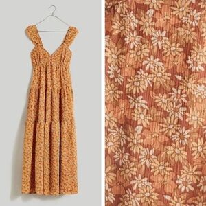 Madewell NWT orange daisy pattern maxi dress with pockets